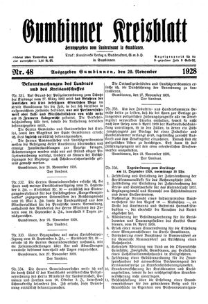 Gumbinner Kreisblatt vom 29.11.1928