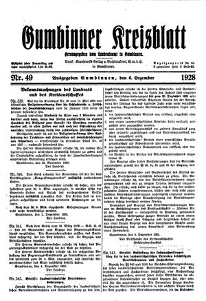 Gumbinner Kreisblatt vom 06.12.1928