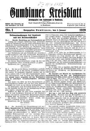 Gumbinner Kreisblatt vom 03.01.1929