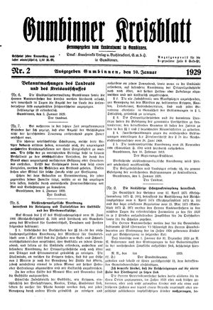 Gumbinner Kreisblatt on Jan 10, 1929