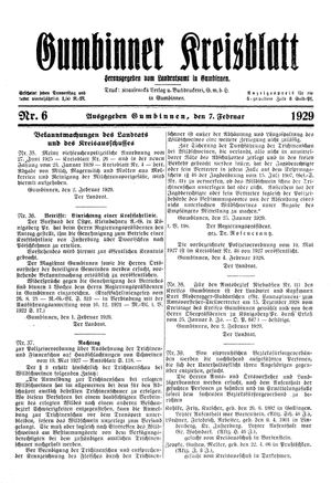 Gumbinner Kreisblatt vom 07.02.1929