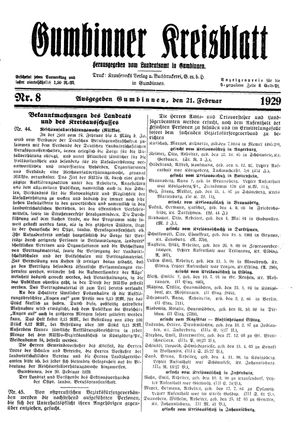 Gumbinner Kreisblatt on Feb 21, 1929