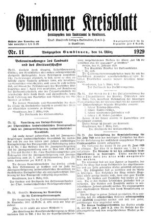 Gumbinner Kreisblatt vom 14.03.1929