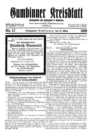 Gumbinner Kreisblatt vom 21.03.1929