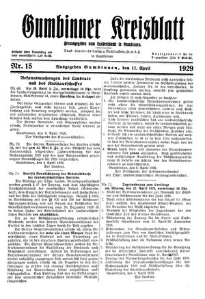 Gumbinner Kreisblatt vom 11.04.1929