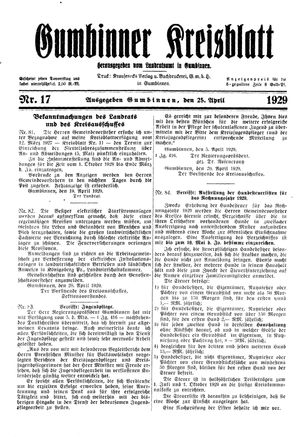Gumbinner Kreisblatt on Apr 25, 1929