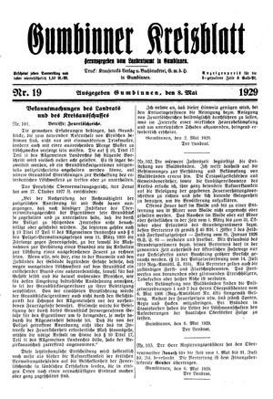 Gumbinner Kreisblatt on May 8, 1929