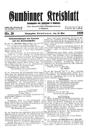 Gumbinner Kreisblatt vom 16.05.1929