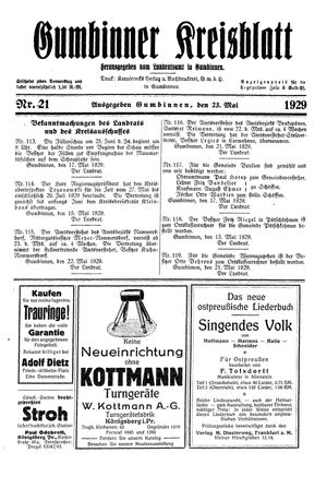 Gumbinner Kreisblatt vom 23.05.1929