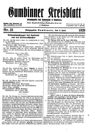 Gumbinner Kreisblatt vom 06.06.1929