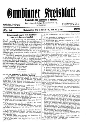 Gumbinner Kreisblatt vom 13.06.1929
