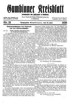 Gumbinner Kreisblatt vom 20.06.1929