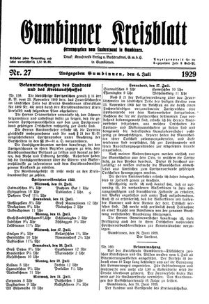 Gumbinner Kreisblatt vom 04.07.1929