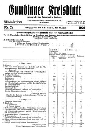 Gumbinner Kreisblatt vom 11.07.1929