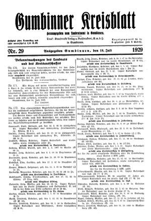 Gumbinner Kreisblatt vom 18.07.1929