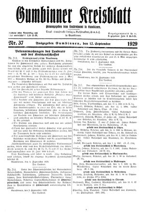 Gumbinner Kreisblatt vom 12.09.1929