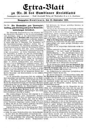 Gumbinner Kreisblatt vom 23.09.1929