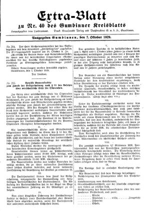 Gumbinner Kreisblatt vom 07.10.1929