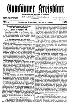 Gumbinner Kreisblatt vom 11.10.1929