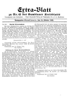 Gumbinner Kreisblatt vom 24.10.1929
