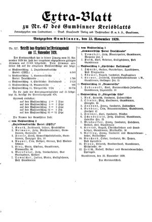 Gumbinner Kreisblatt vom 23.11.1929
