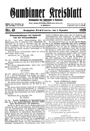 Gumbinner Kreisblatt on Dec 5, 1929