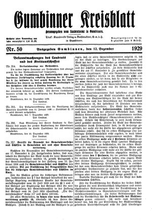 Gumbinner Kreisblatt vom 12.12.1929