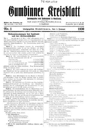 Gumbinner Kreisblatt on Jan 2, 1930