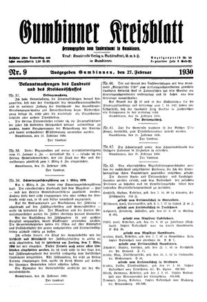 Gumbinner Kreisblatt vom 27.02.1930