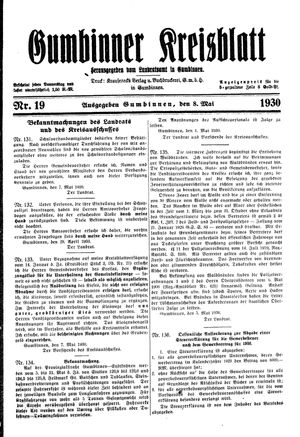 Gumbinner Kreisblatt vom 08.05.1930