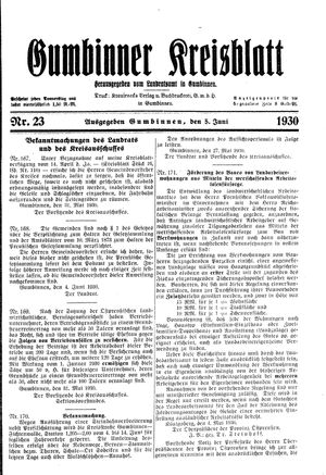 Gumbinner Kreisblatt on Jun 5, 1930