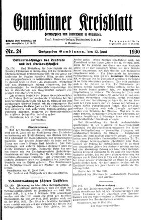 Gumbinner Kreisblatt vom 12.06.1930