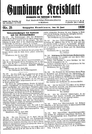 Gumbinner Kreisblatt vom 19.06.1930