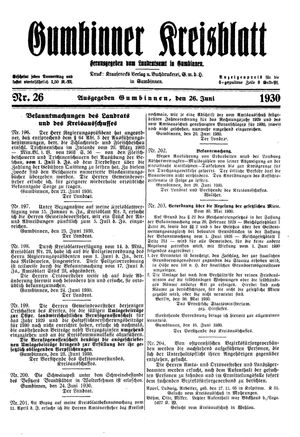 Gumbinner Kreisblatt vom 26.06.1930