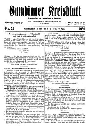 Gumbinner Kreisblatt vom 10.07.1930