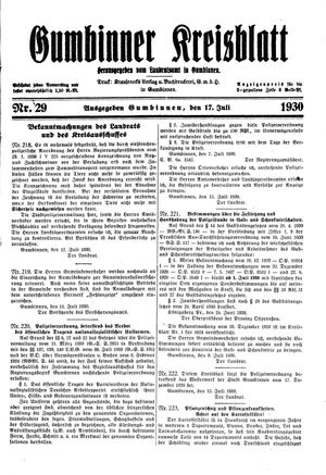 Gumbinner Kreisblatt vom 17.07.1930
