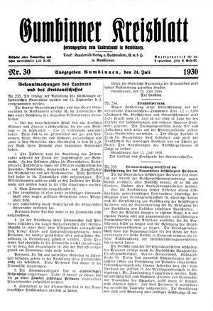 Gumbinner Kreisblatt vom 24.07.1930