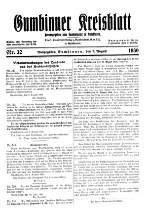 Gumbinner Kreisblatt vom 07.08.1930