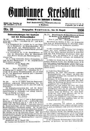 Gumbinner Kreisblatt vom 28.08.1930