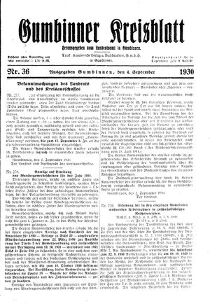 Gumbinner Kreisblatt vom 04.09.1930