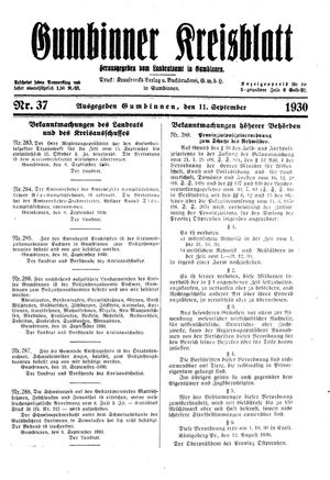 Gumbinner Kreisblatt vom 11.09.1930