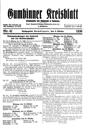 Gumbinner Kreisblatt vom 09.10.1930