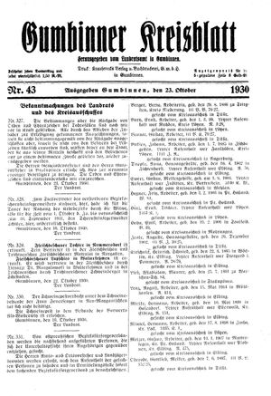 Gumbinner Kreisblatt vom 23.10.1930