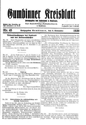 Gumbinner Kreisblatt vom 06.11.1930