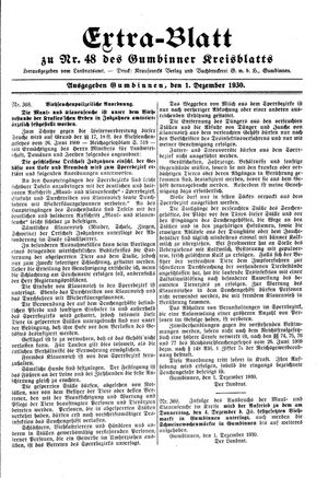 Gumbinner Kreisblatt vom 01.12.1930