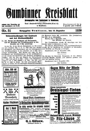 Gumbinner Kreisblatt vom 18.12.1930