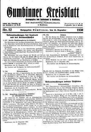 Gumbinner Kreisblatt on Dec 24, 1930