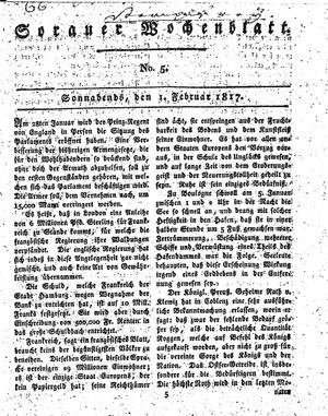 Sorauer Wochenblatt für Unterhaltung, Belehrung und Ereignisse der Gegenwart on Feb 1, 1817