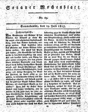 Sorauer Wochenblatt für Unterhaltung, Belehrung und Ereignisse der Gegenwart on Jul 19, 1817