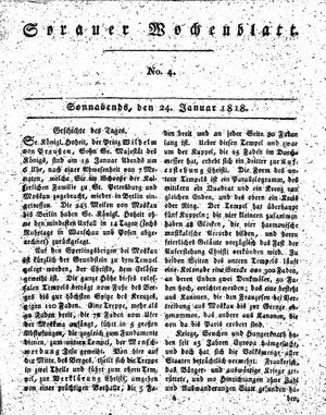 Sorauer Wochenblatt für Unterhaltung, Belehrung und Ereignisse der Gegenwart vom 24.01.1818